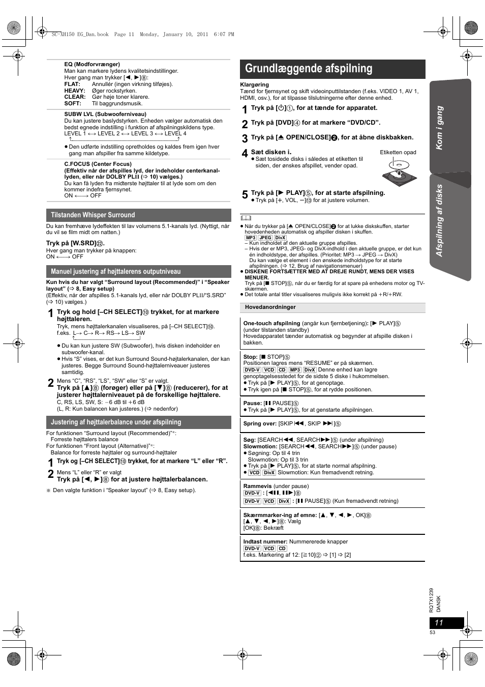 Grundlæggende afspilning | Panasonic SCXH150EG User Manual | Page 53 / 86