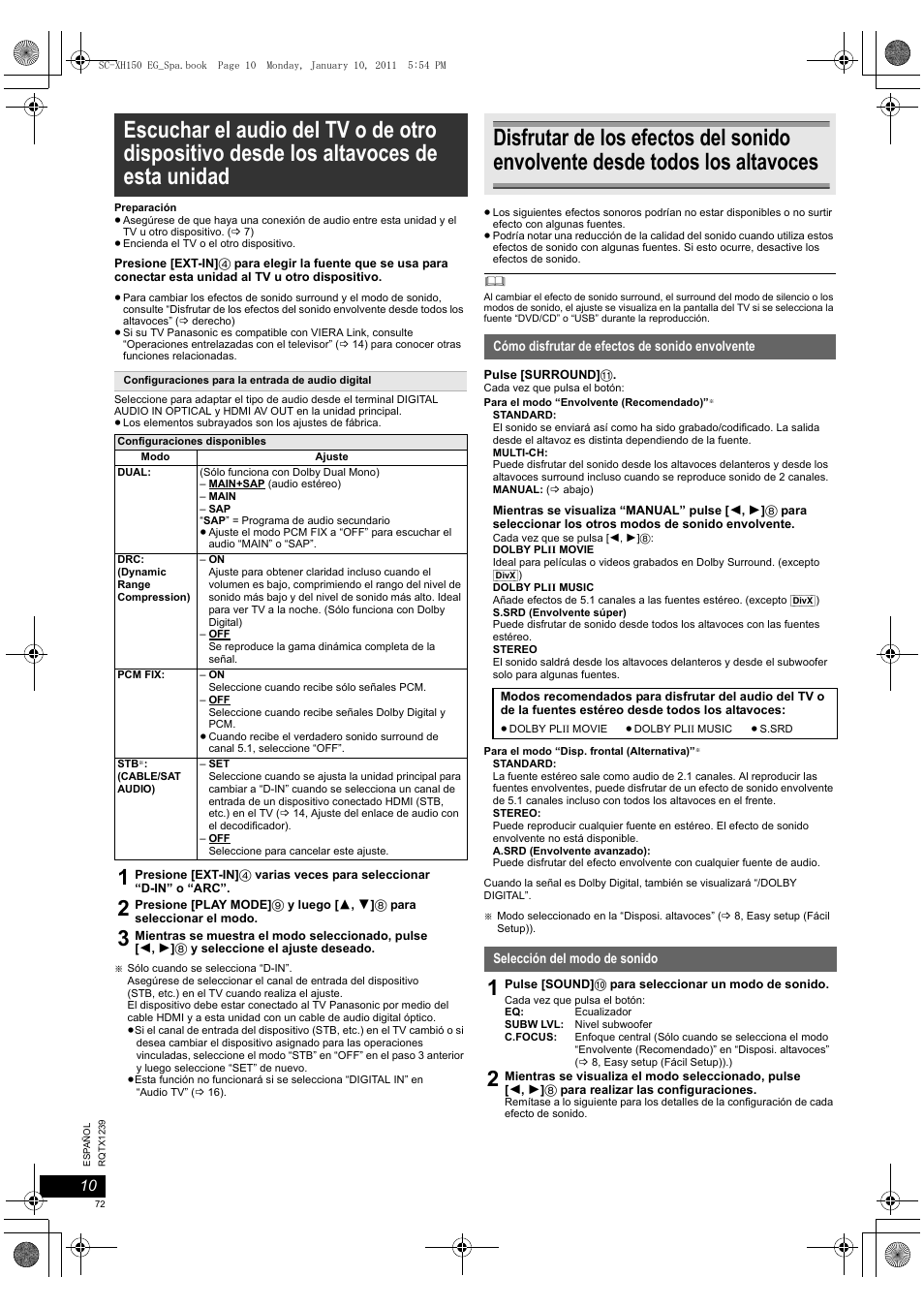 Panasonic SCXH150EG User Manual | Page 72 / 86