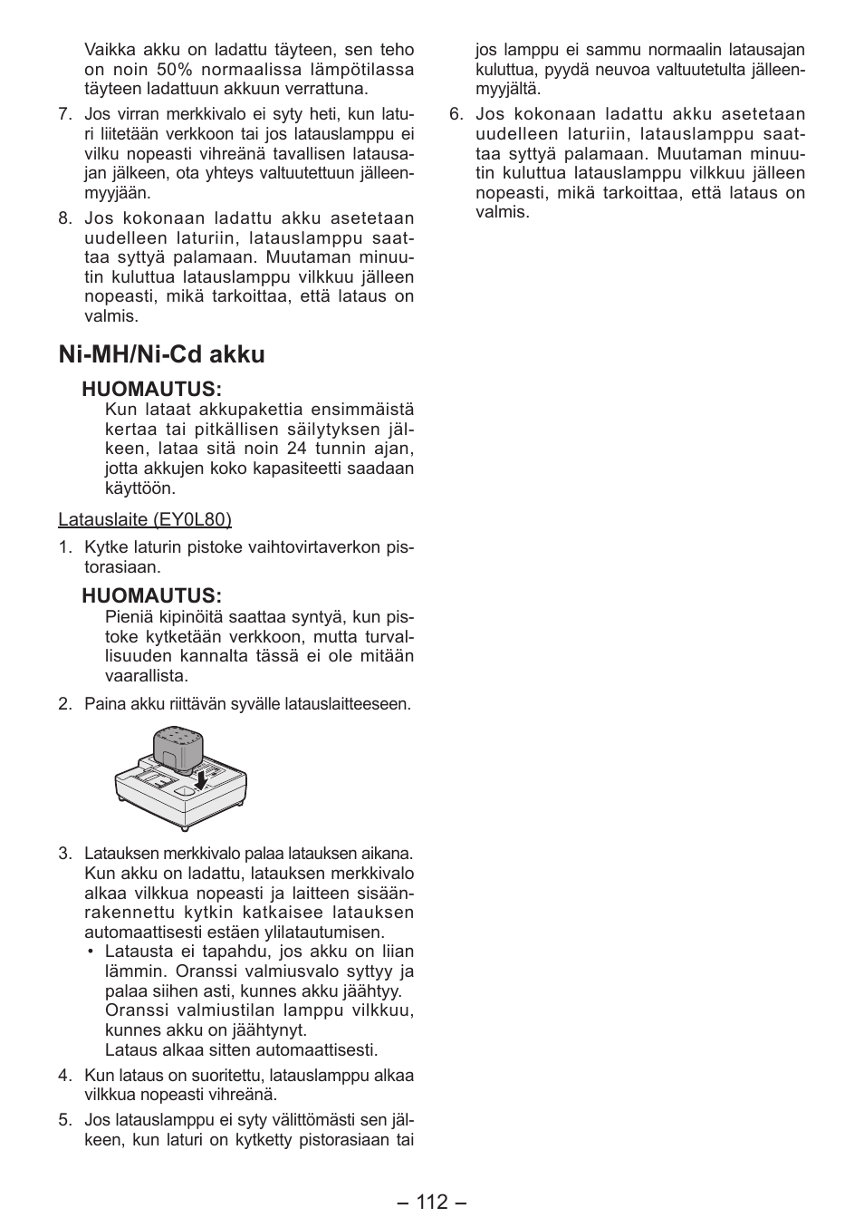 Ni-mh/ni-cd akku | Panasonic EY7541 User Manual | Page 112 / 140