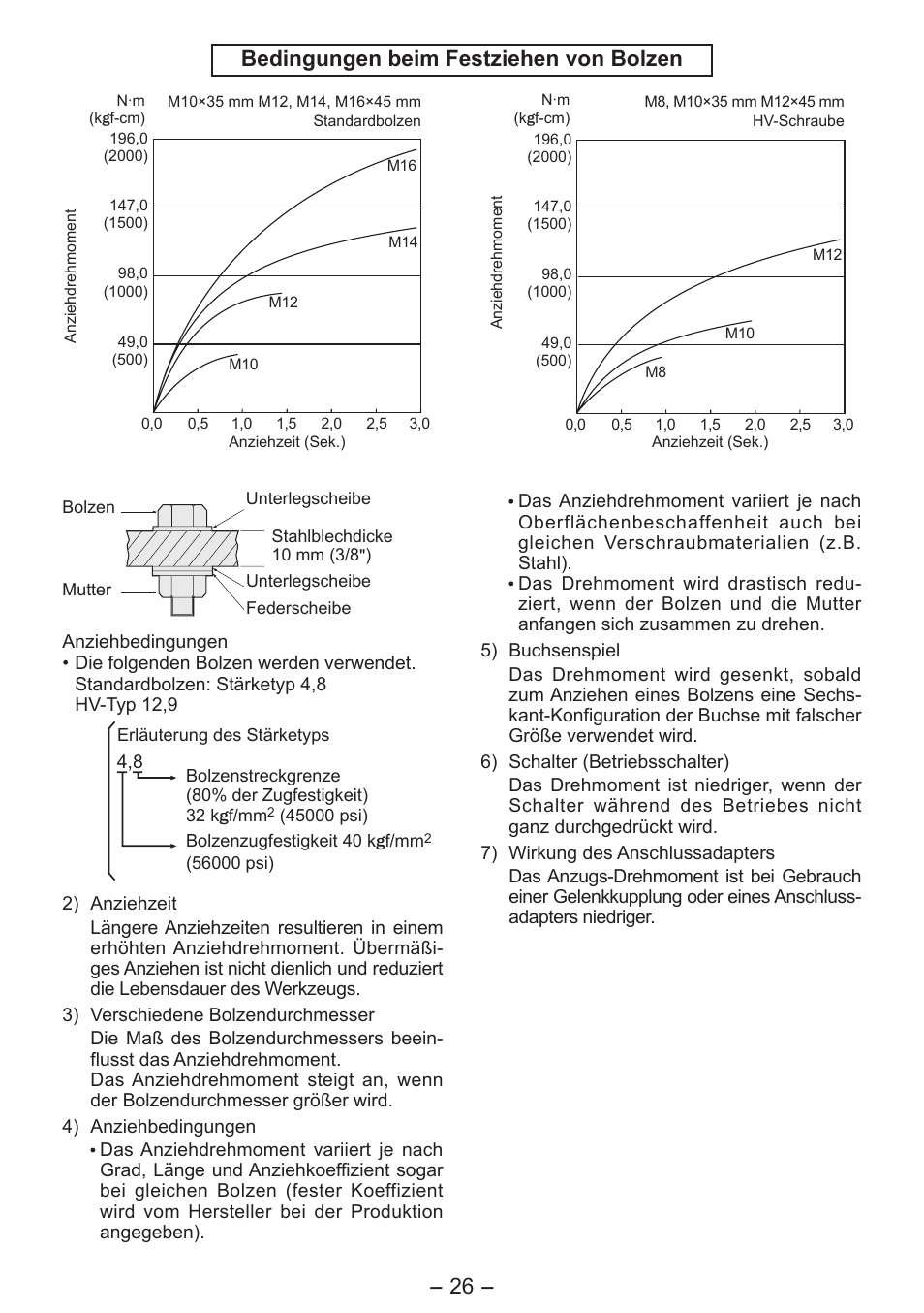6 - bedingungen beim festziehen von bolzen | Panasonic EY7541 User Manual | Page 26 / 140