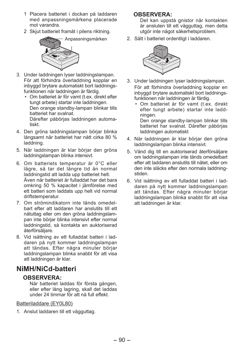 Nimh/nicd-batteri | Panasonic EY7541 User Manual | Page 90 / 140