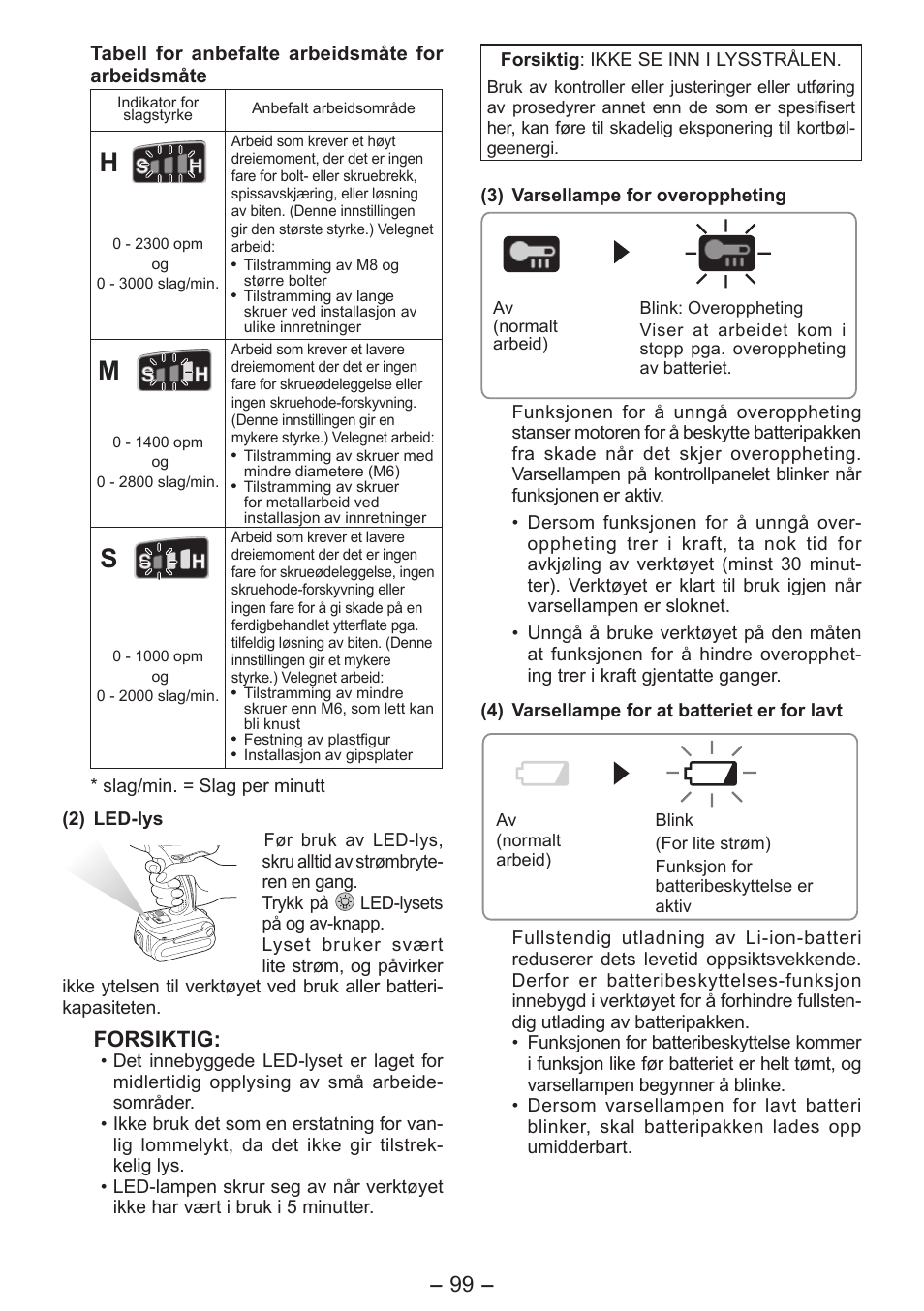 Forsiktig | Panasonic EY7541 User Manual | Page 99 / 140