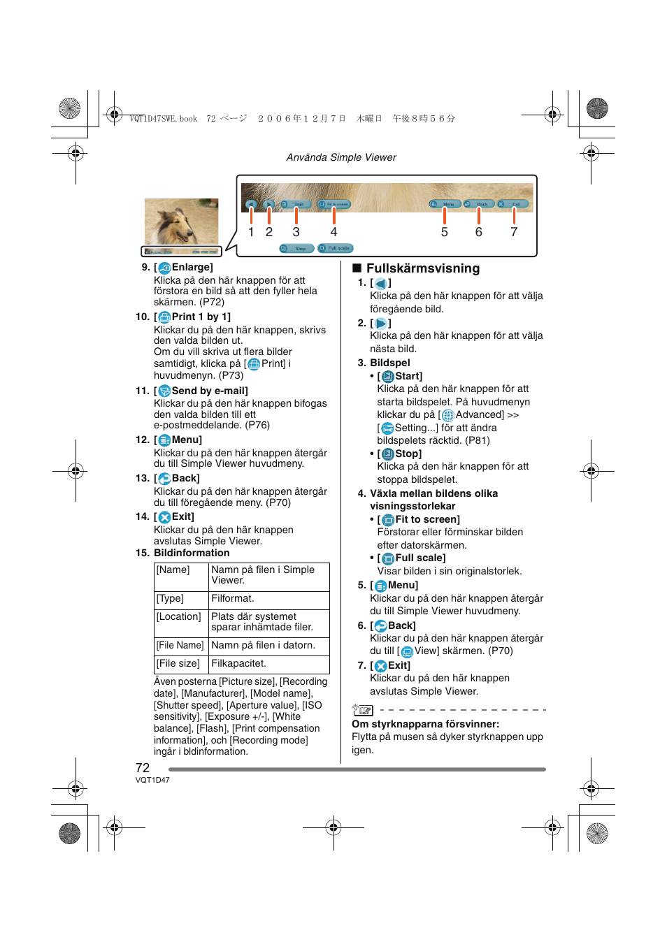 Fullskärmsvisning | Panasonic DMCFX30 User Manual | Page 72 / 120