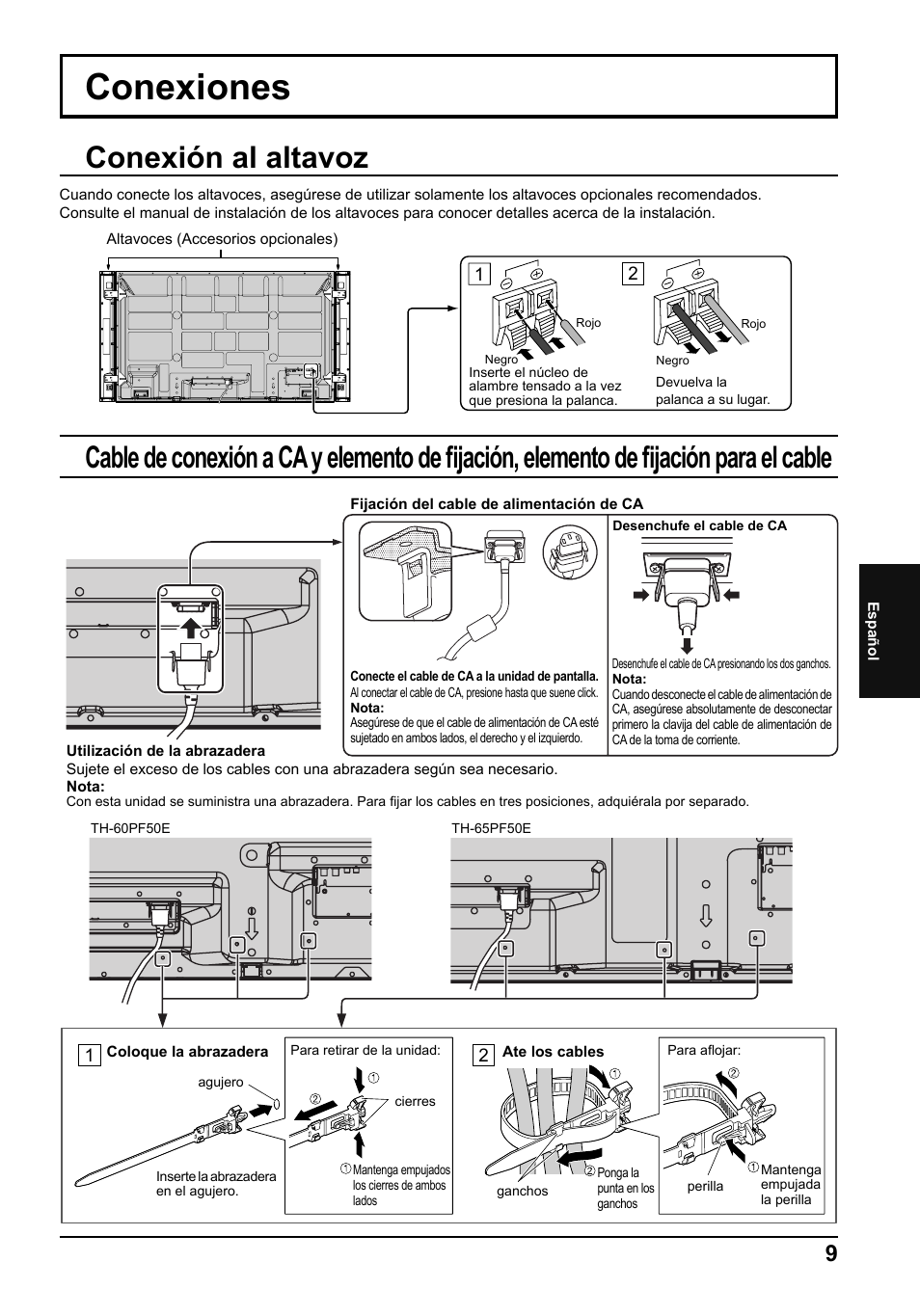 Conexiones, Conexión al altavoz | Panasonic TH65PF50E User Manual | Page 63 / 72