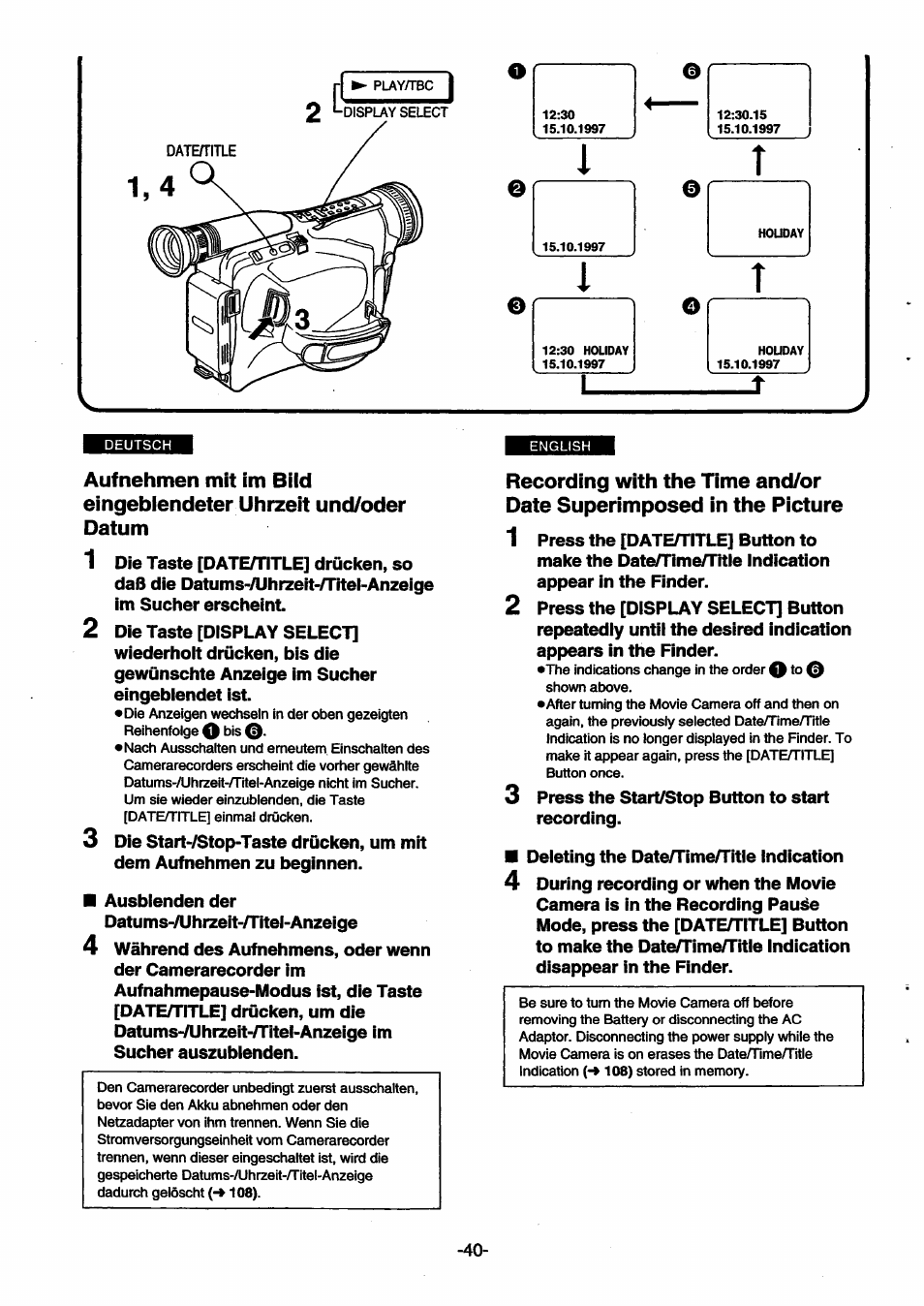 Panasonic NVSX30EG User Manual | Page 40 / 146