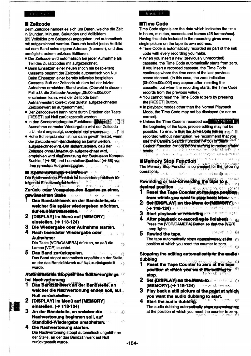 Zurück- octctf voiipulaiin^äics iardm isteüe -i, Das band zurückspulen, Die nachvertonung starten | Panasonic NVDS1EG User Manual | Page 154 / 180