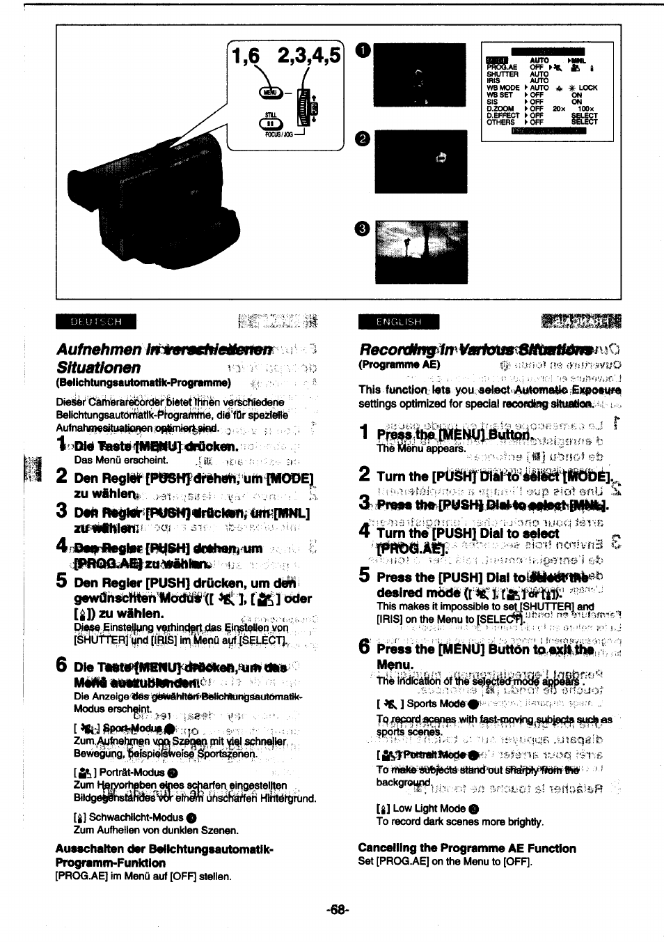 Yi i, Aufnehmen situationen | Panasonic NVDS1EG User Manual | Page 68 / 180