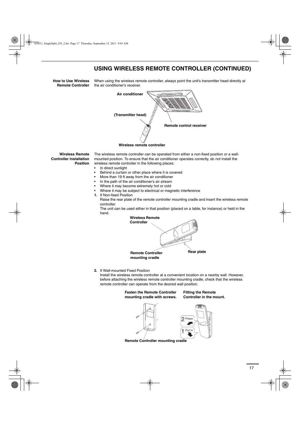 Using wireless remote controller (continued) | Panasonic 26PST1U6 User Manual | Page 17 / 28