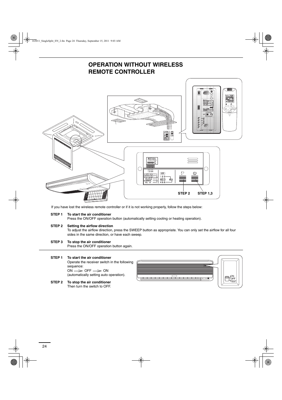 Operation without wireless remote controller | Panasonic 26PST1U6 User Manual | Page 24 / 28
