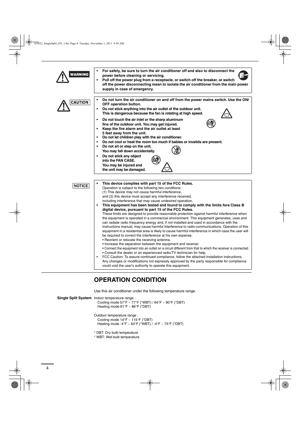 Operation condition | Panasonic 26PST1U6 User Manual | Page 4 / 28