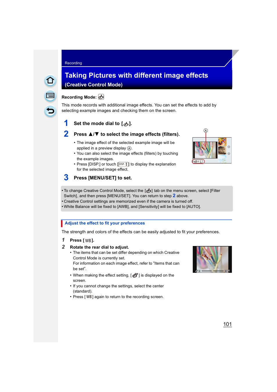 P101), Taking pictures with different image effects | Panasonic DMC-GH3KBODY User Manual | Page 101 / 319