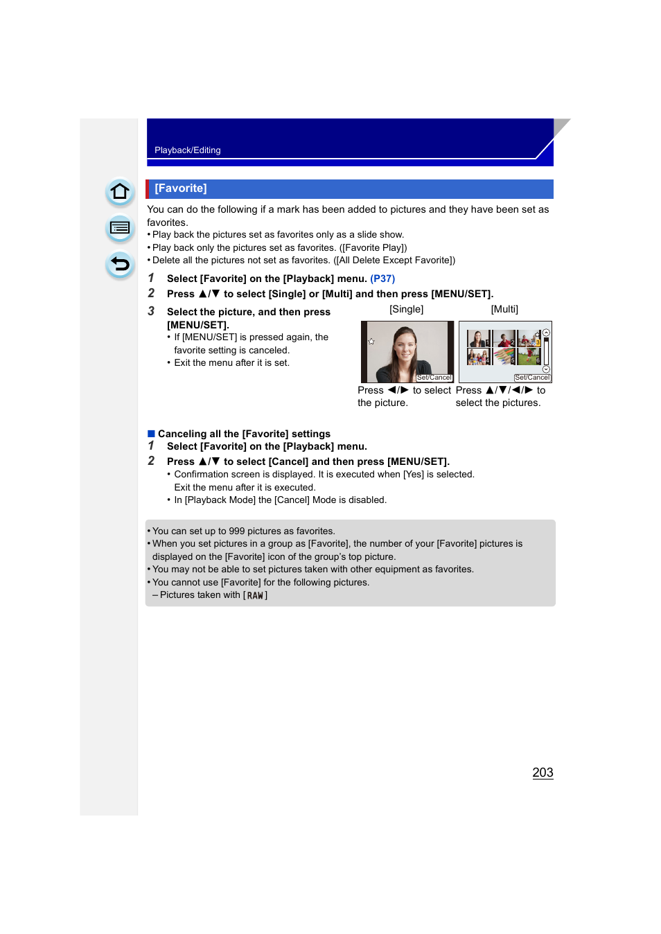 Favorite | Panasonic DMC-GH3KBODY User Manual | Page 203 / 319