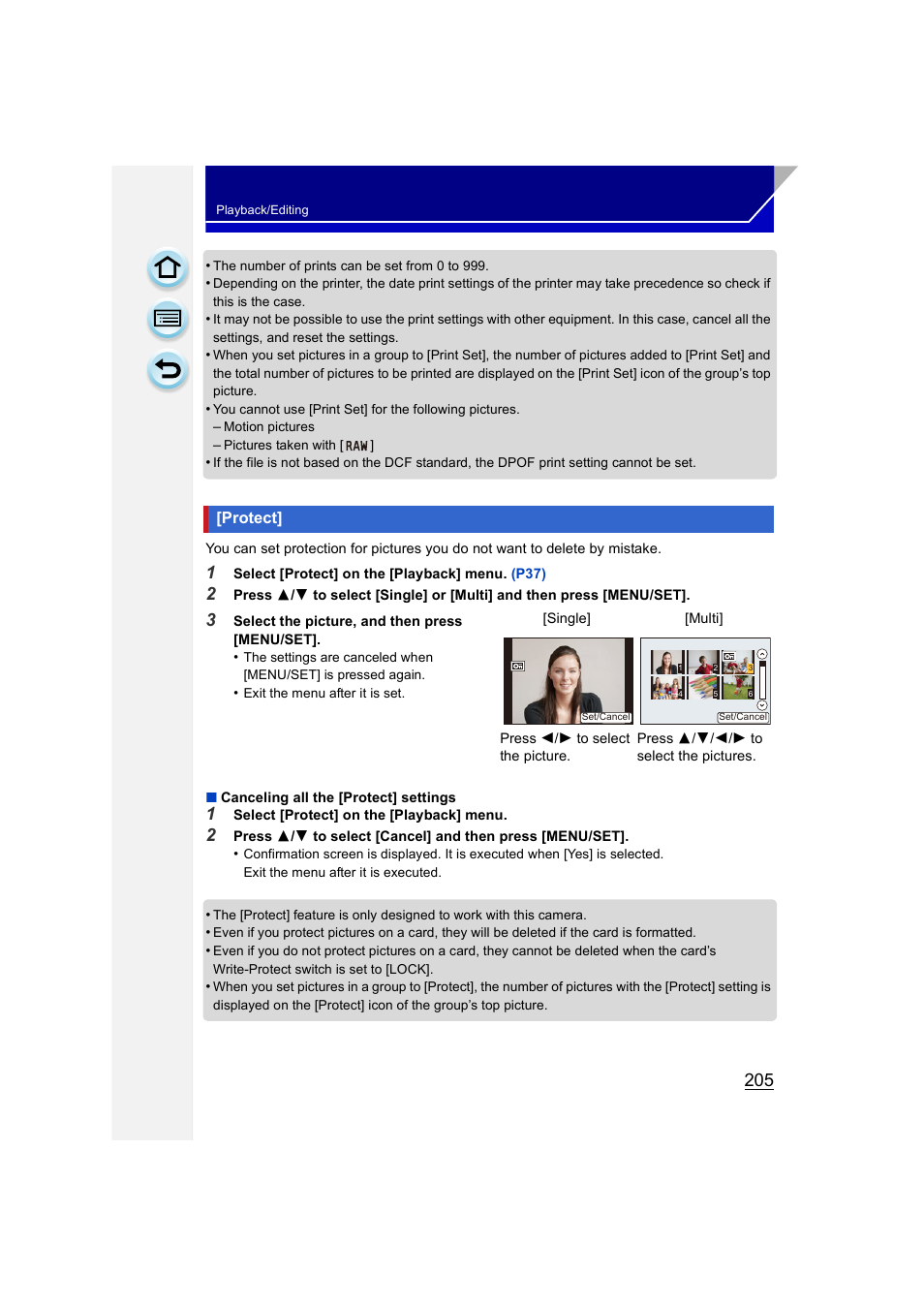 Protect | Panasonic DMC-GH3KBODY User Manual | Page 205 / 319