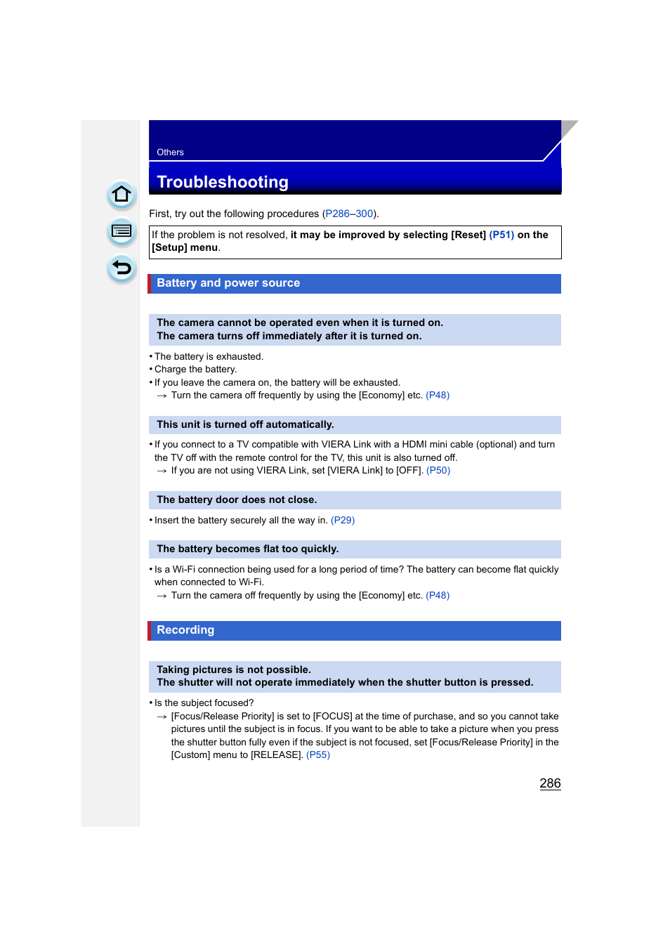 Troubleshooting, P286, P286) | Panasonic DMC-GH3KBODY User Manual | Page 286 / 319