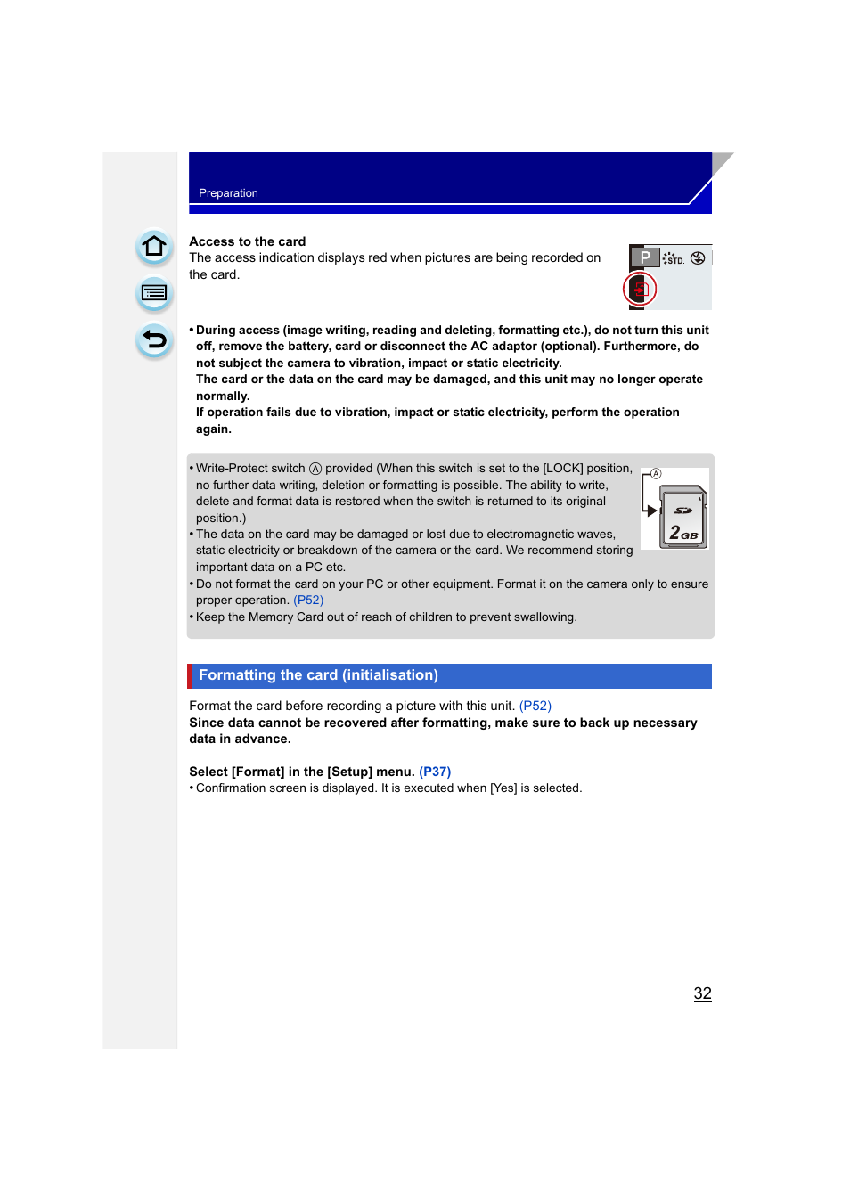 Formatting the card (initialisation) | Panasonic DMC-GH3KBODY User Manual | Page 32 / 319