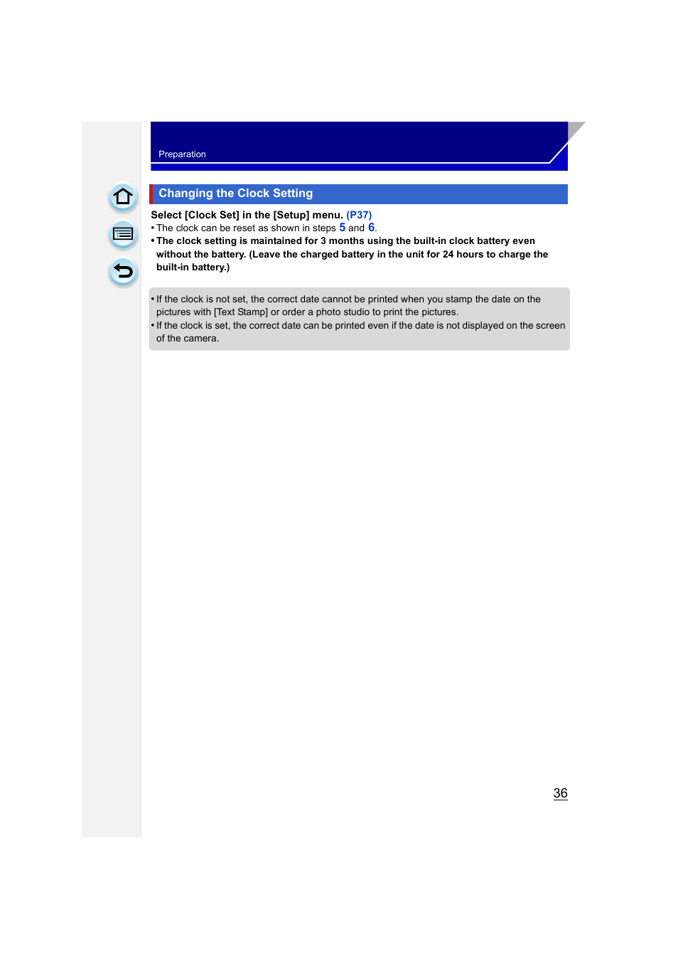 Changing the clock setting | Panasonic DMC-GH3KBODY User Manual | Page 36 / 319