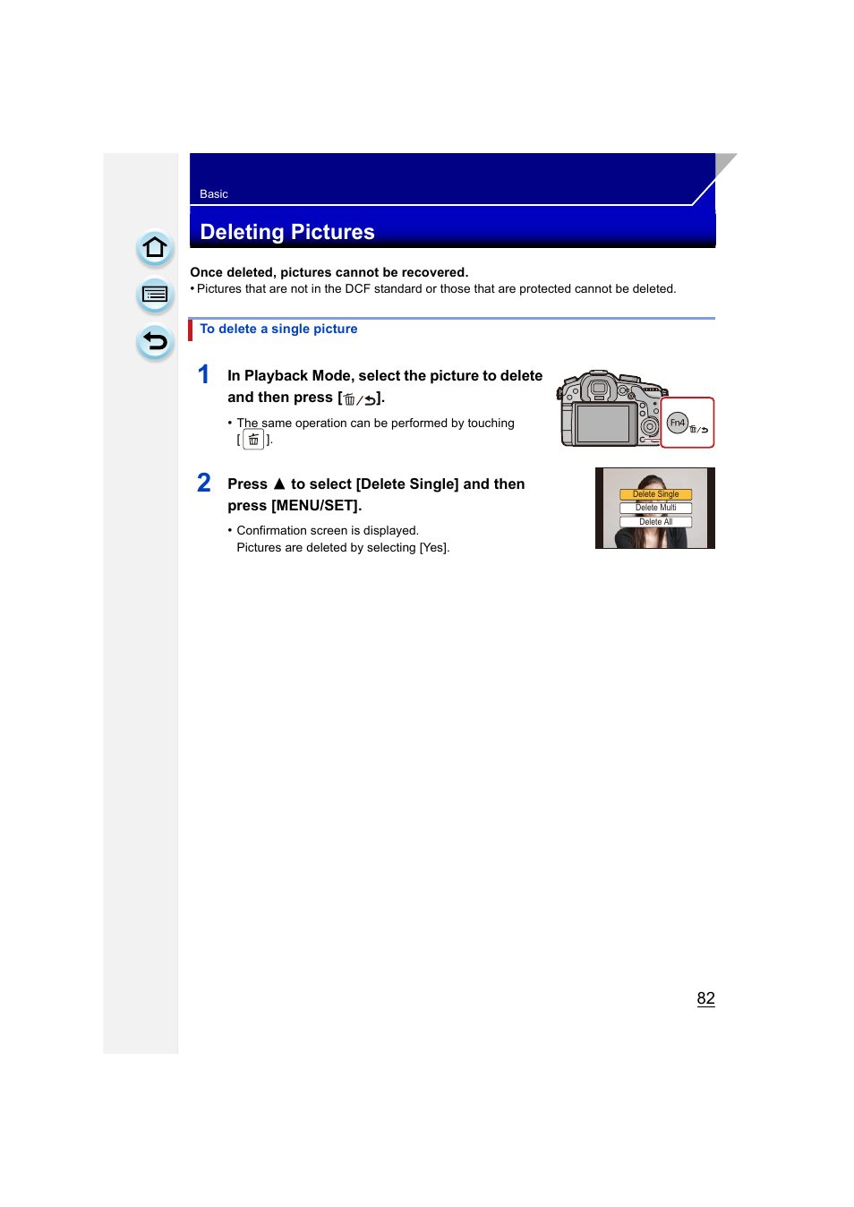 Deleting pictures, P82) | Panasonic DMC-GH3KBODY User Manual | Page 82 / 319