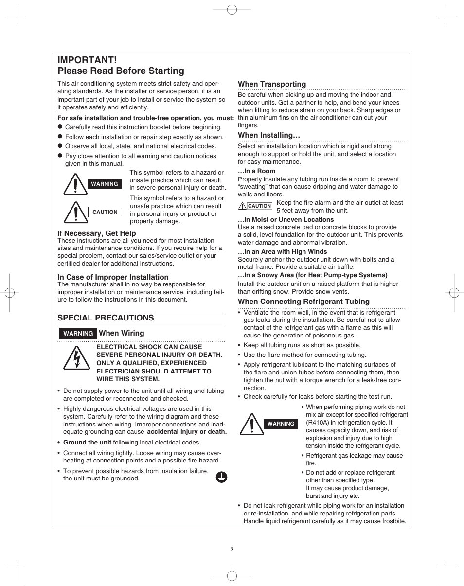 Important! please read before starting | Panasonic 36PET1U6 User Manual | Page 2 / 64