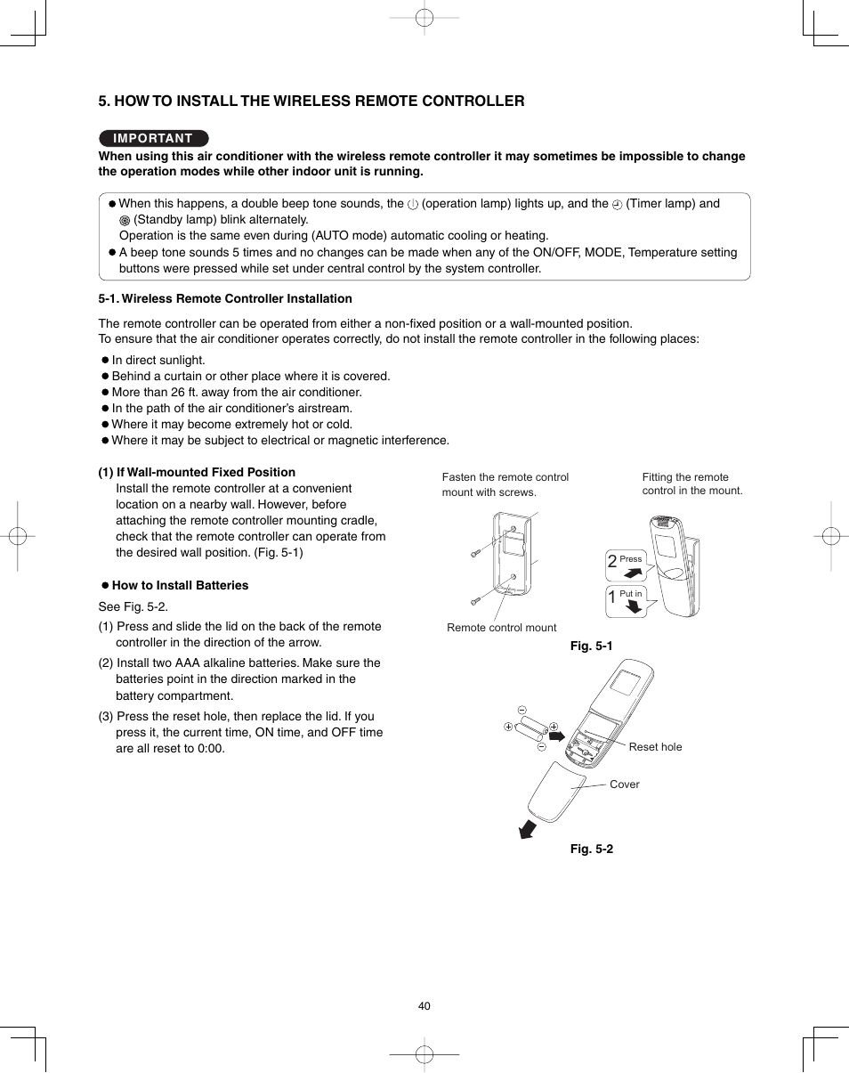 How to install the wireless remote controller | Panasonic 36PET1U6 User Manual | Page 40 / 64
