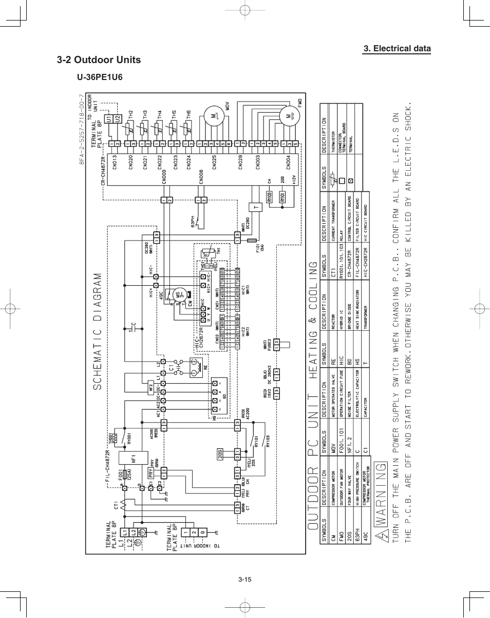 2 outdoor units, Electrical data, U-36pe1u6 | Panasonic 36PSU1U6 User Manual | Page 157 / 198
