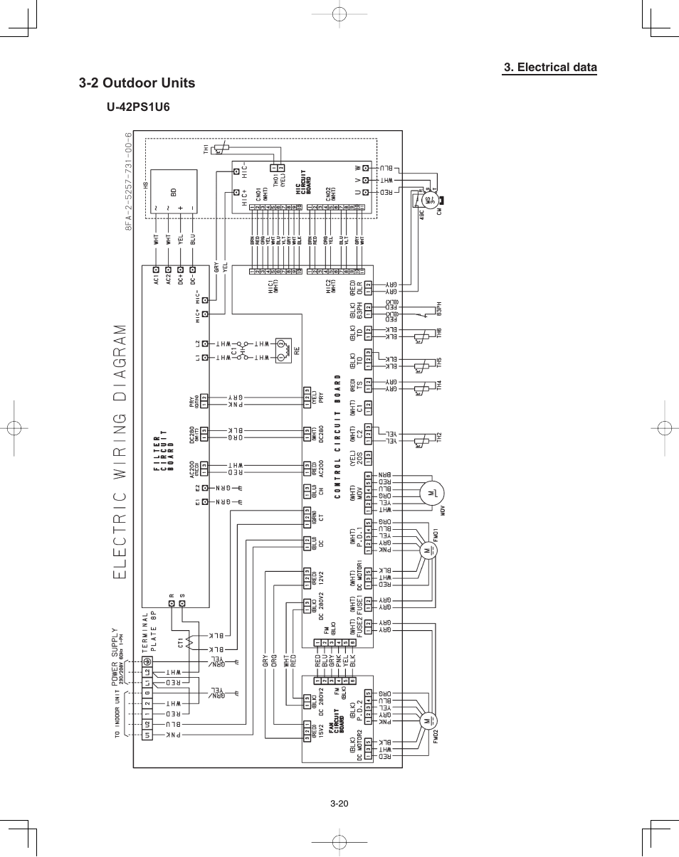 2 outdoor units, Electrical data, U-42ps1u6 | Panasonic 36PSU1U6 User Manual | Page 162 / 198