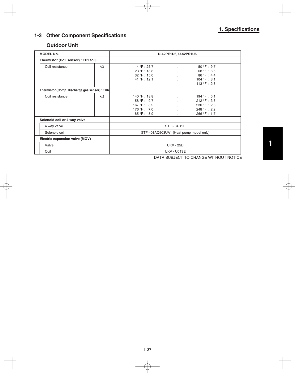 Specifications, 3 other component specifications outdoor unit | Panasonic 36PSU1U6 User Manual | Page 43 / 198