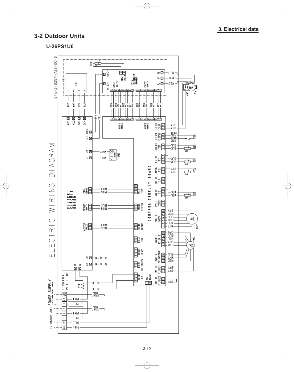 2 outdoor units, Electrical data, U-26ps1u6 | Panasonic 36PEF1U6 User Manual | Page 154 / 198