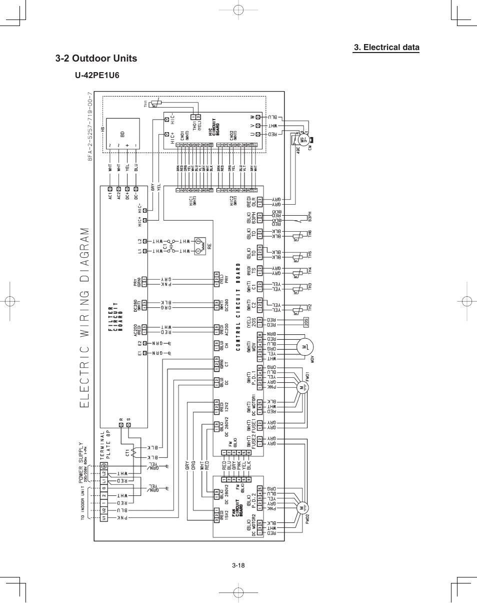 2 outdoor units, Electrical data, U-42pe1u6 | Panasonic 36PEF1U6 User Manual | Page 160 / 198