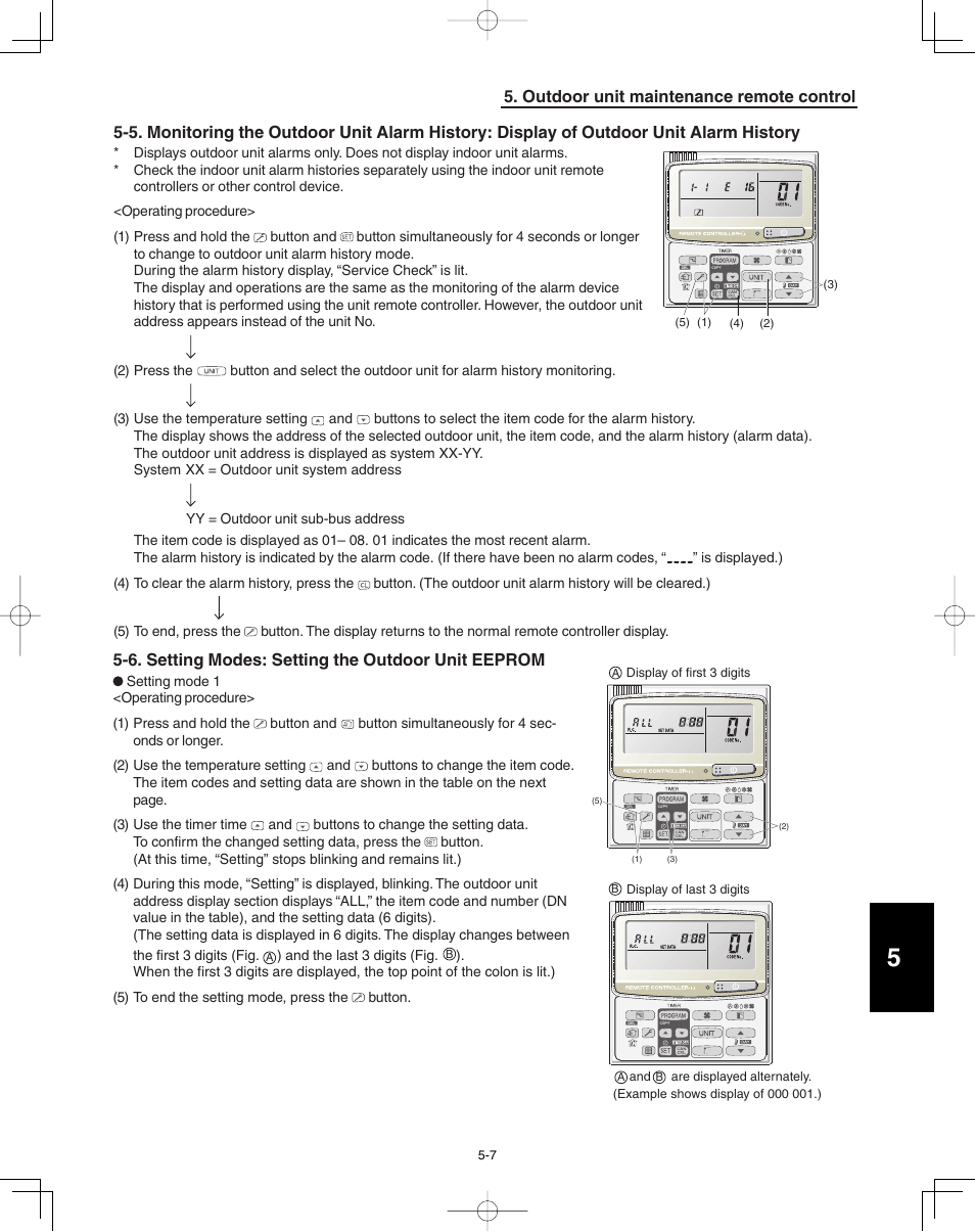 6. setting modes: setting the outdoor unit eeprom | Panasonic 36PEF1U6 User Manual | Page 185 / 198