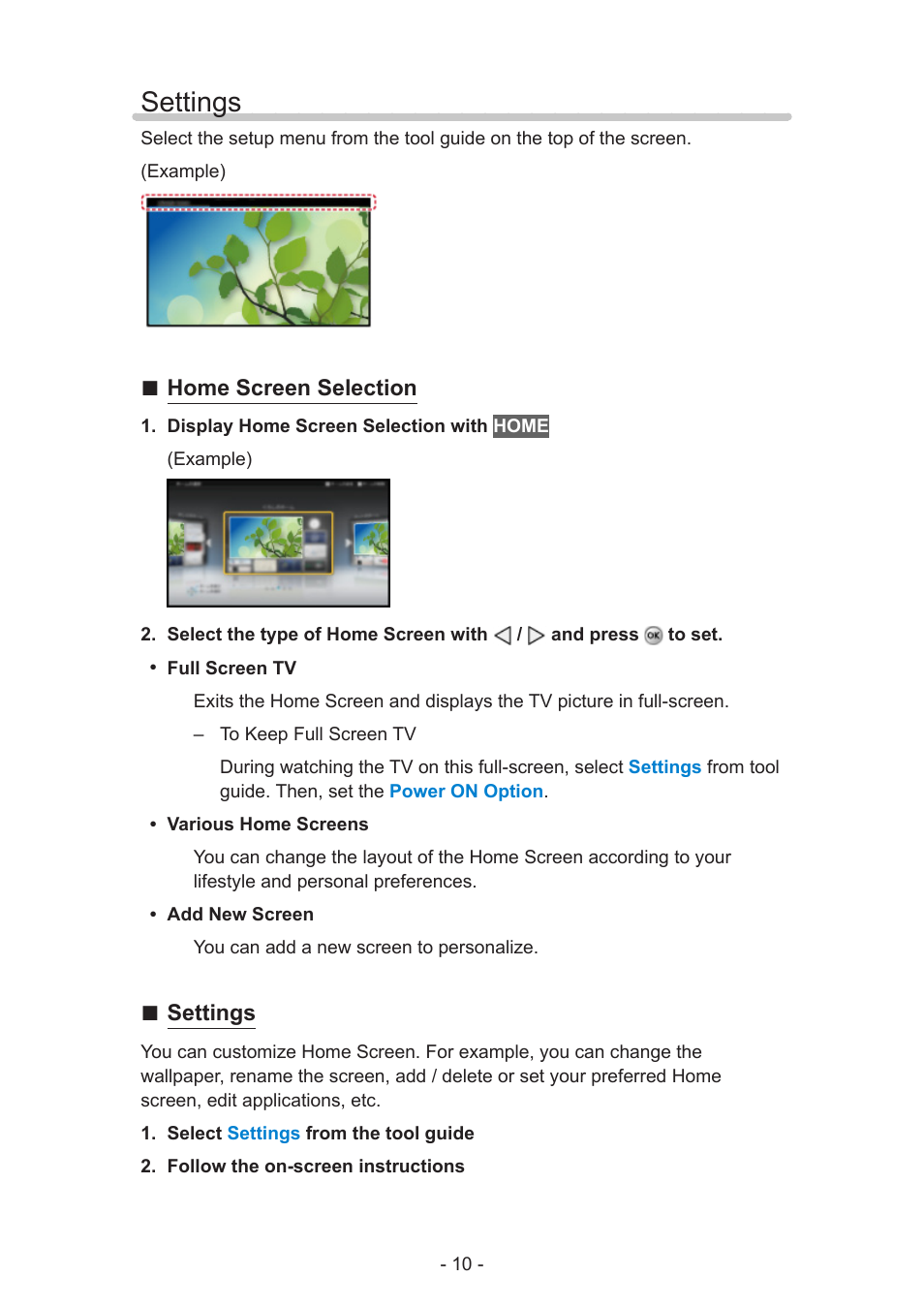 Settings, Settings 10 | Panasonic TC-55AS530U User Manual | Page 10 / 157