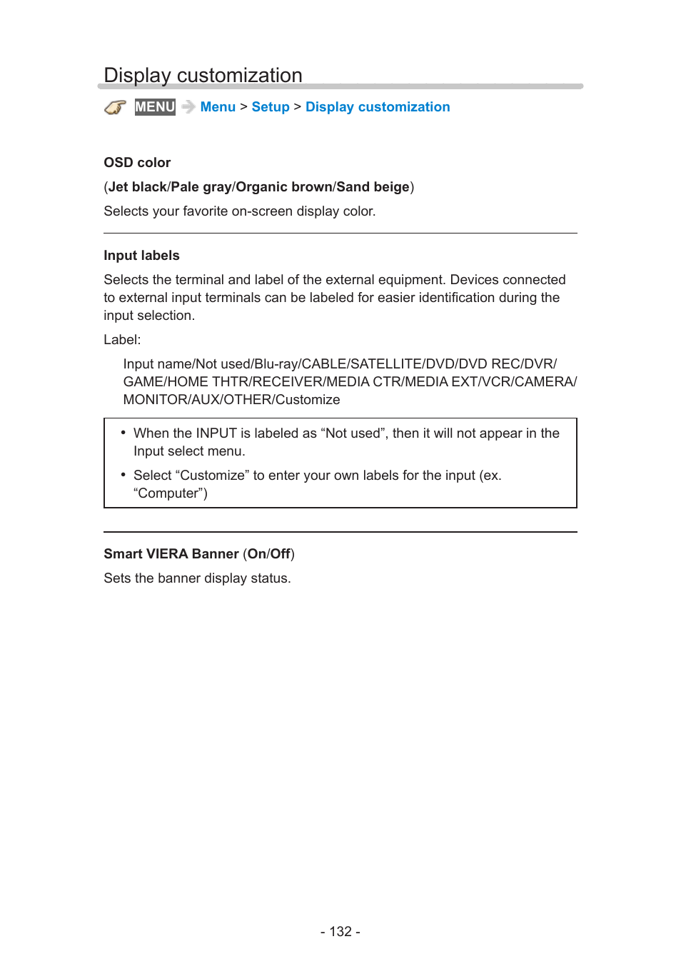 Display customization | Panasonic TC-55AS530U User Manual | Page 132 / 157
