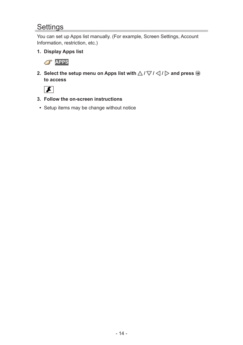 Settings, Settings 14 | Panasonic TC-55AS530U User Manual | Page 14 / 157