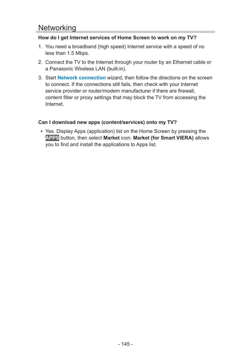 Networking, Networking 145 | Panasonic TC-55AS530U User Manual | Page 145 / 157