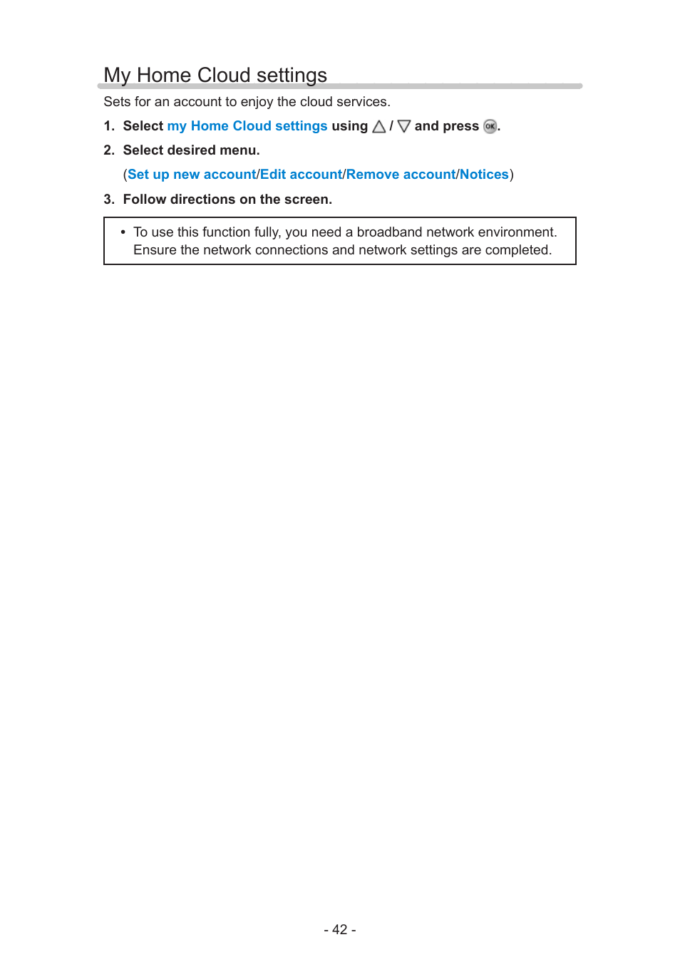 My home cloud settings | Panasonic TC-55AS530U User Manual | Page 42 / 157
