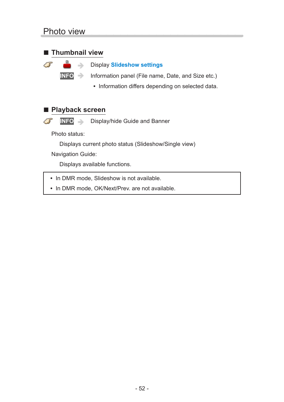 Photo view | Panasonic TC-55AS530U User Manual | Page 52 / 157
