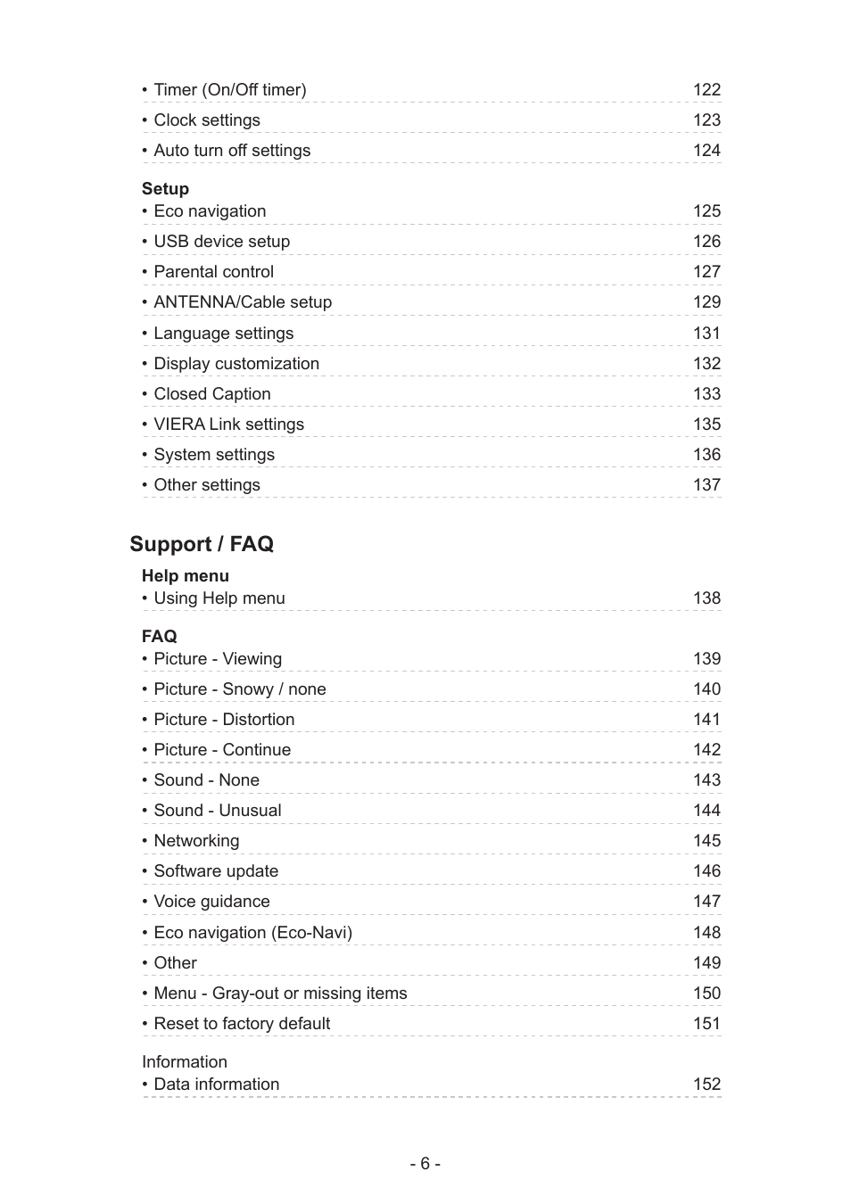 Support / faq | Panasonic TC-55AS530U User Manual | Page 6 / 157