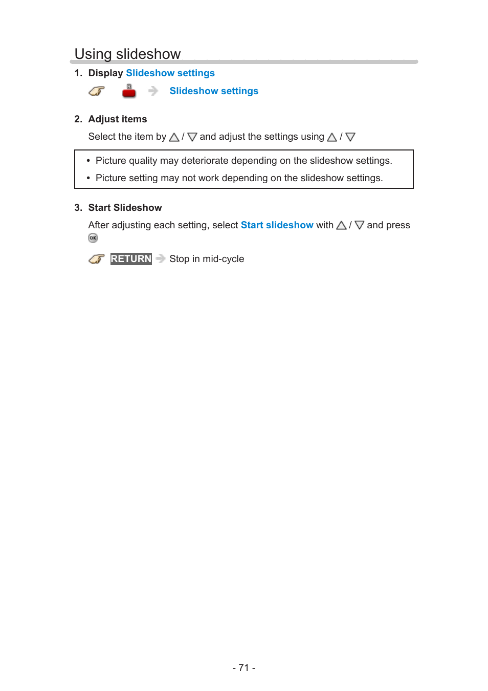 Using slideshow | Panasonic TC-55AS530U User Manual | Page 71 / 157