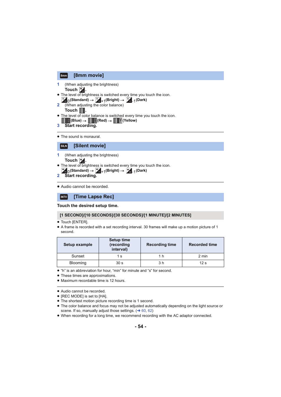L 54 | Panasonic HC-W850K User Manual | Page 54 / 220