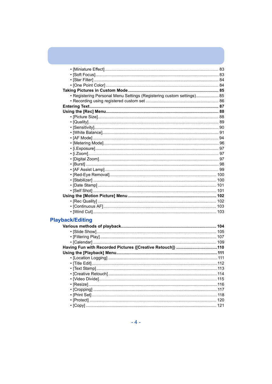 Panasonic DMC-ZS35W User Manual | Page 4 / 186