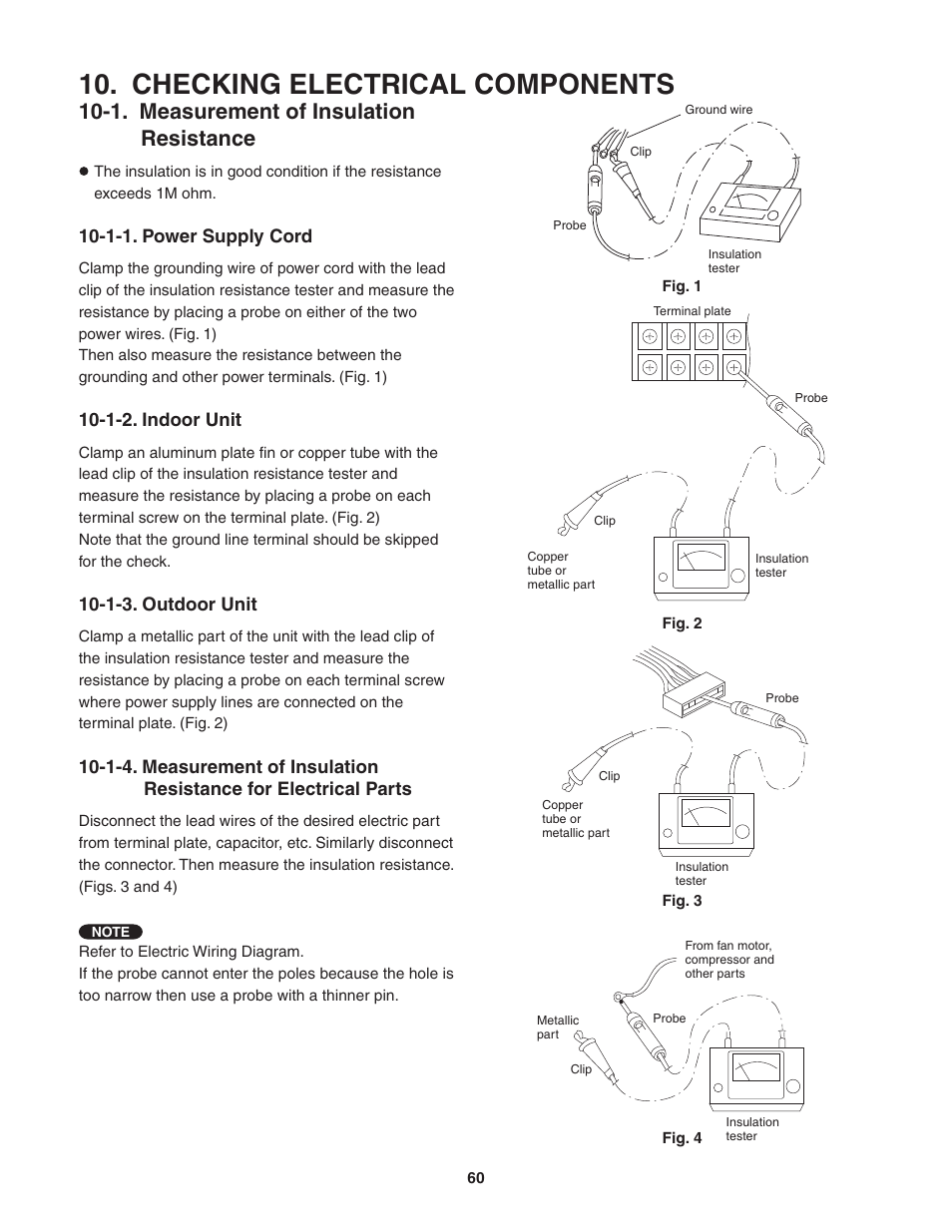 Checking electrical components, 1. measurement of insulation resistance | Panasonic KE18NB4U User Manual | Page 60 / 69