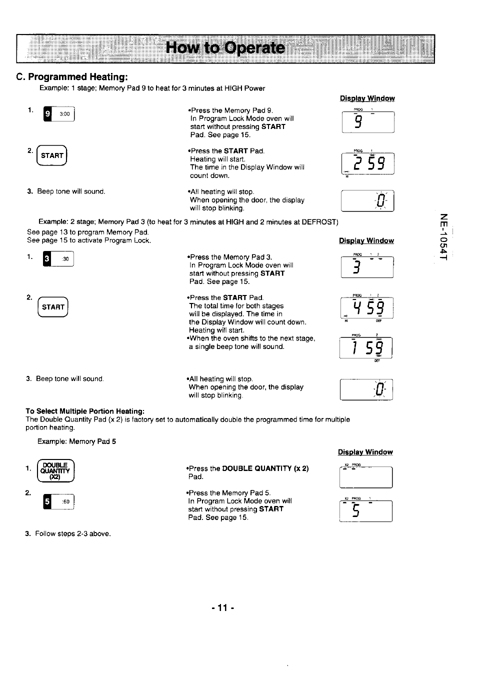 C. programmed heating | Panasonic NE-1054F User Manual | Page 11 / 20