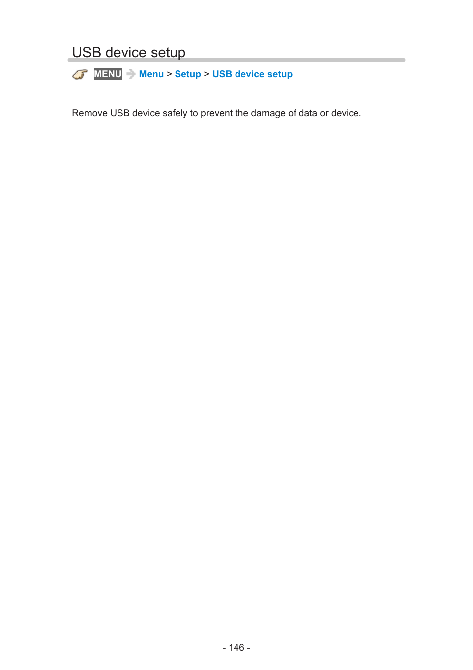 Usb device setup | Panasonic TC-60AS650U User Manual | Page 146 / 184