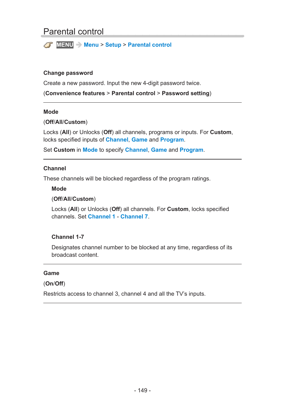Parental control | Panasonic TC-60AS650U User Manual | Page 149 / 184
