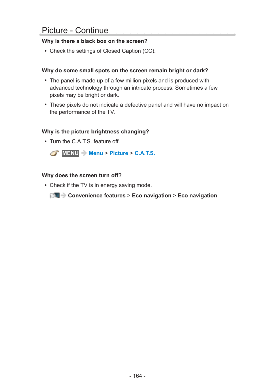 Picture - continue | Panasonic TC-60AS650U User Manual | Page 164 / 184
