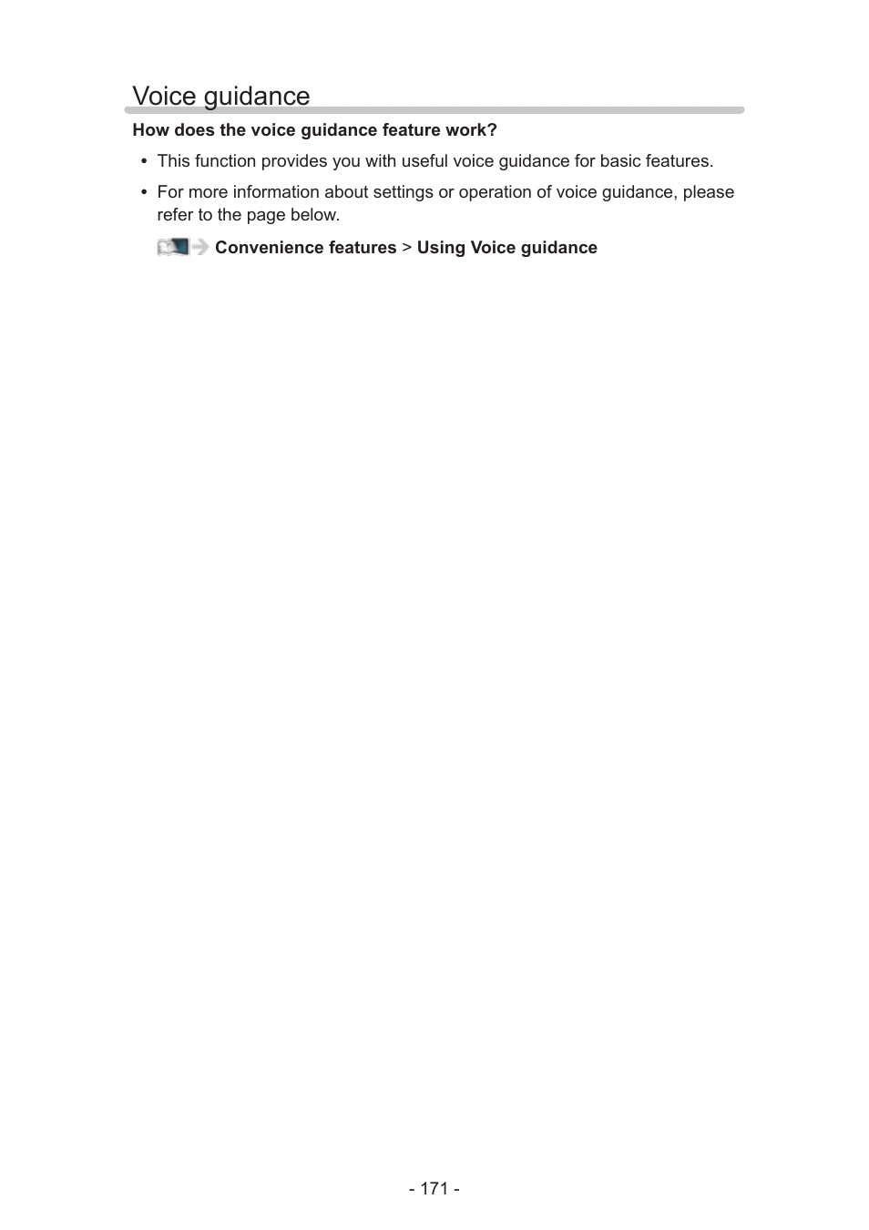 Voice guidance, Voice guidance 171 | Panasonic TC-60AS650U User Manual | Page 171 / 184