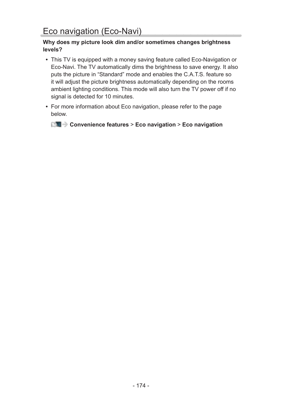 Eco navigation (eco-navi) | Panasonic TC-60AS650U User Manual | Page 174 / 184