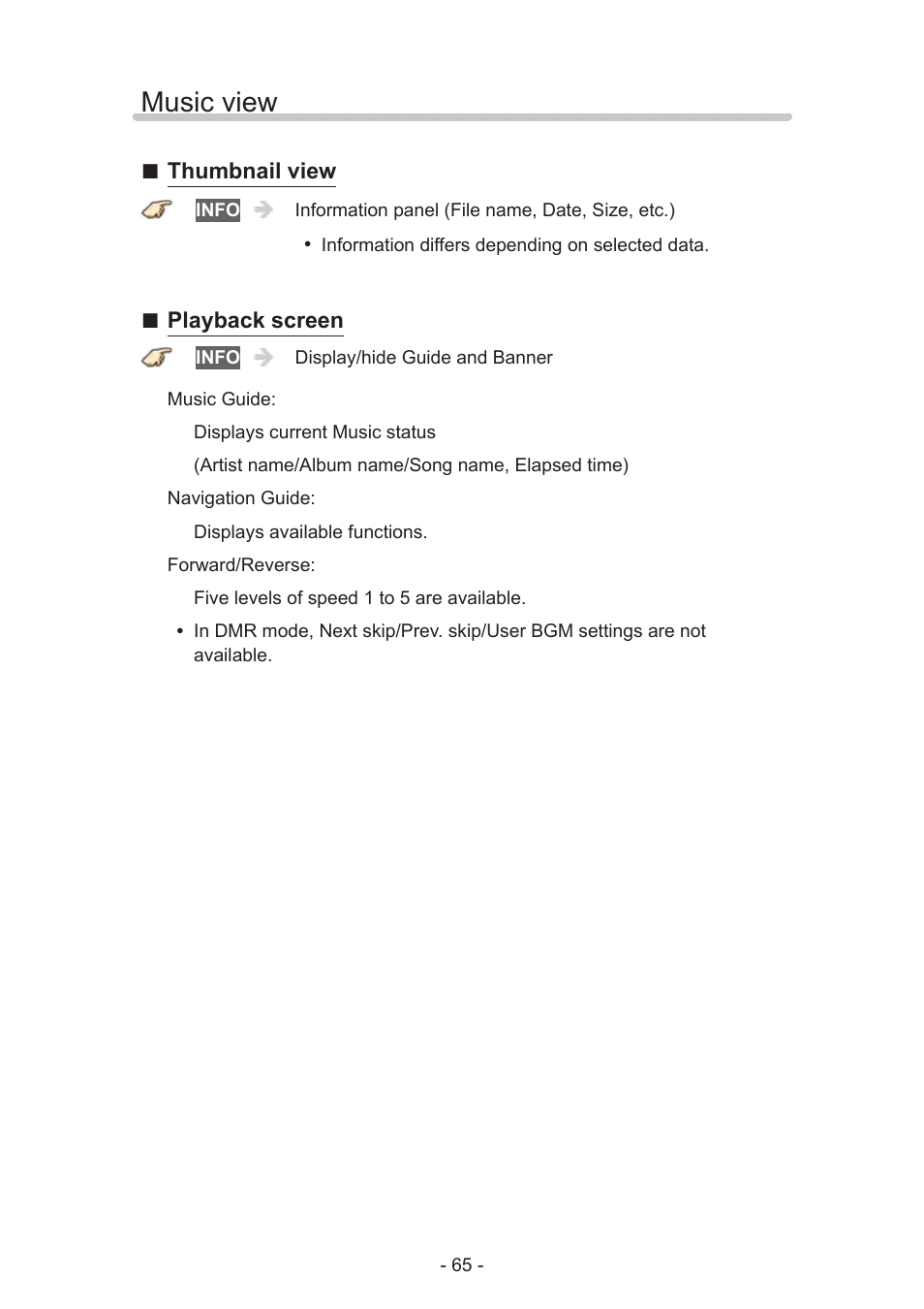Music view | Panasonic TC-60AS650U User Manual | Page 65 / 184