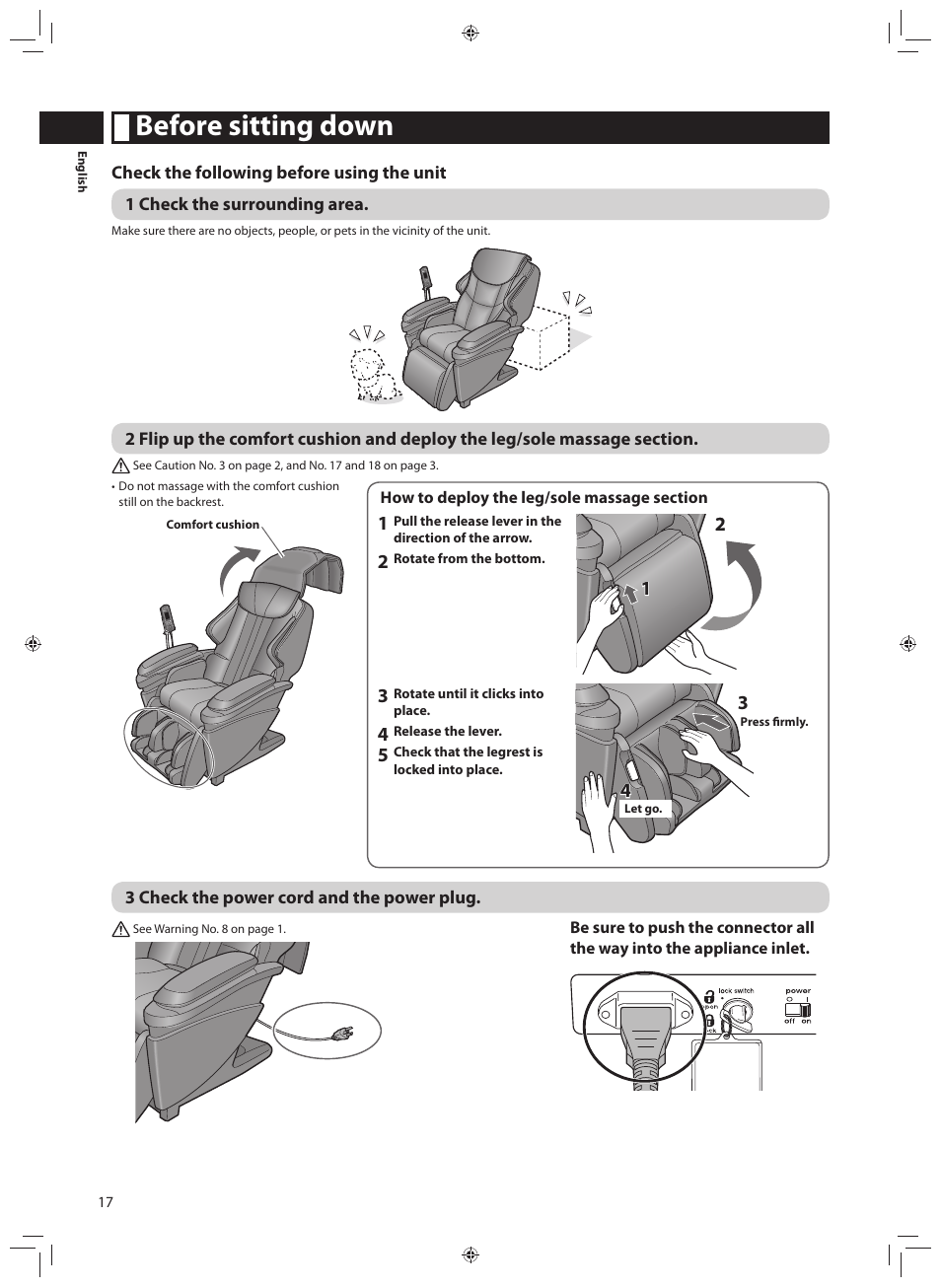 Before sitting down | Panasonic EP-MA70CX User Manual | Page 18 / 48