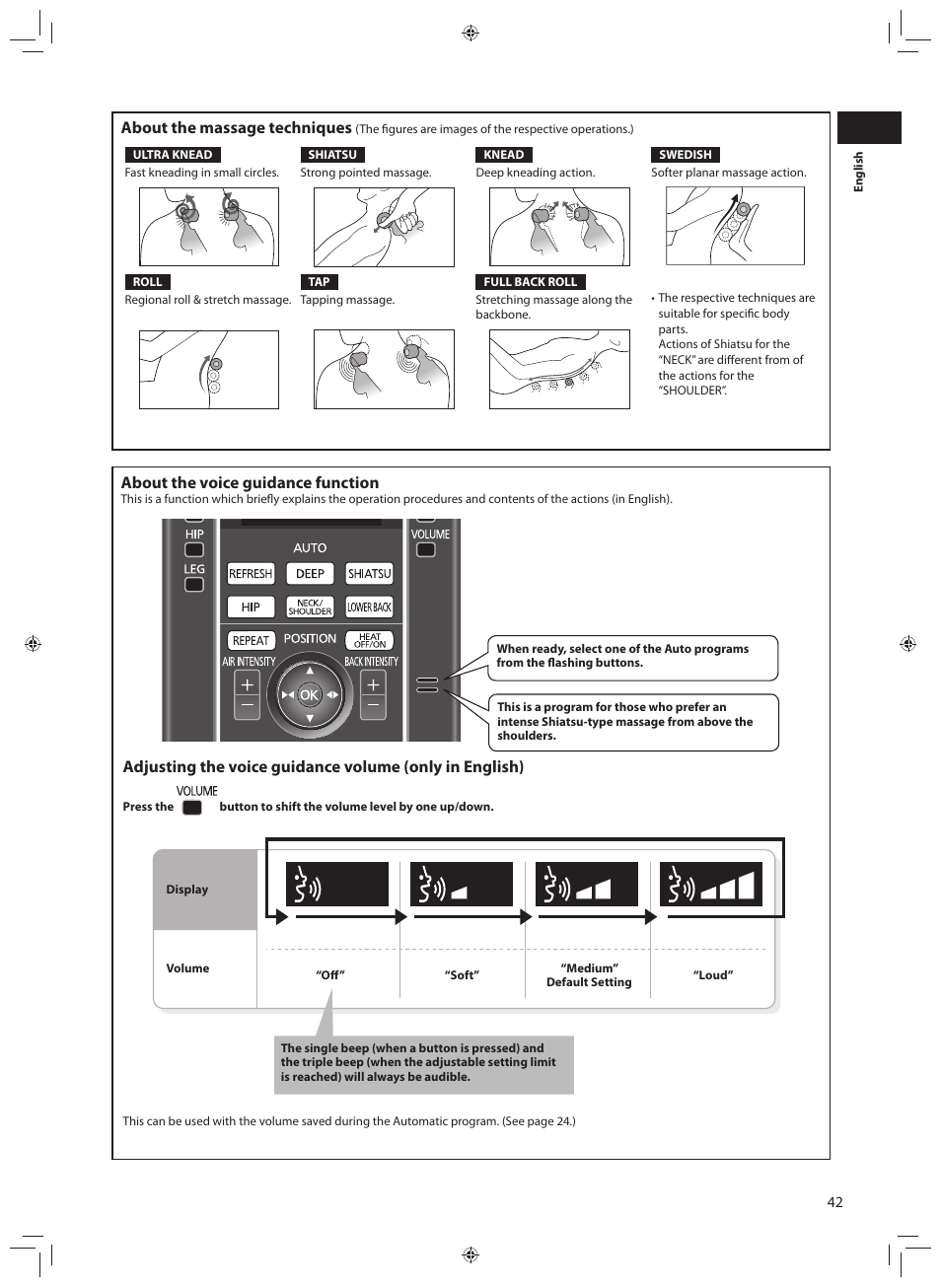 About the massage techniques, About the voice guidance function | Panasonic EP-MA70CX User Manual | Page 43 / 48