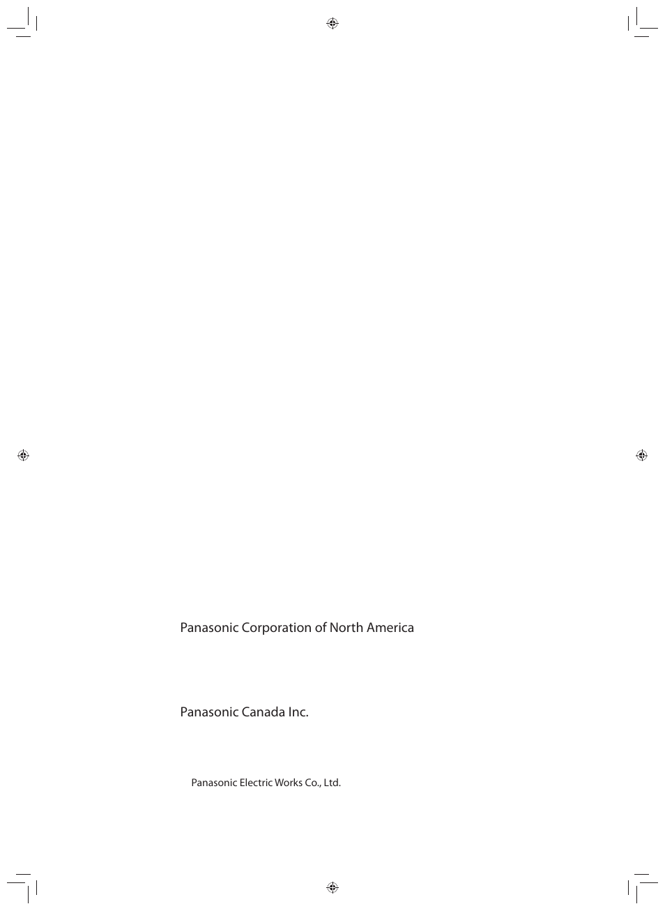 Panasonic corporation of north america, Panasonic canada inc | Panasonic EP-MA70CX User Manual | Page 48 / 48